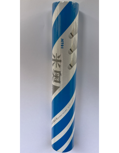 TUBO 12 VOLANTES BÁDMINTON CON PLUMAS JET01