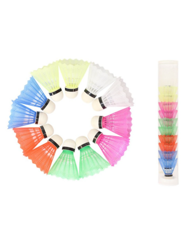 TUBO 12 VOLANTES BÁDMINTON PLÁSTICO