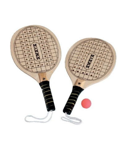 SET 2 PALAS DE MADERA Y PELOTA DE CAUCHO