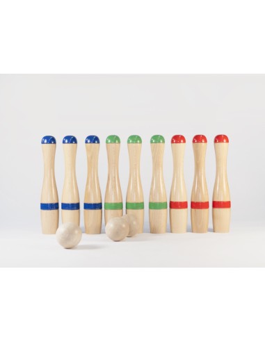 JUEGO 9 BOLOS DE MADERA