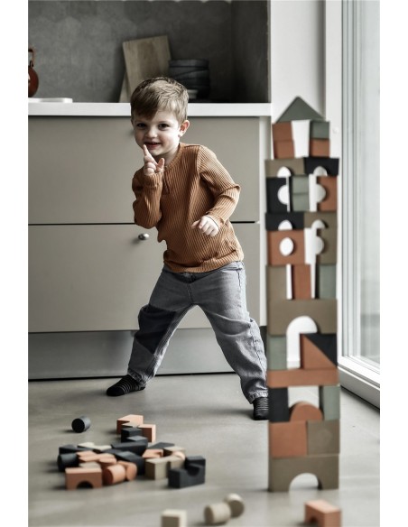 BLOQUES DE CONSTRUCCIÓN ESPUMA EVA (80 PCS) BOSQUE CON BOLSA DE LINO