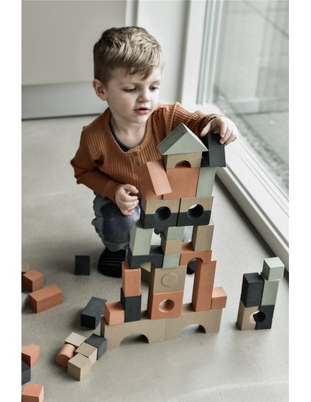 BLOQUES DE CONSTRUCCIÓN ESPUMA EVA (80 PCS) BOSQUE CON BOLSA DE LINO