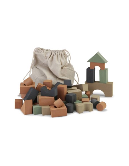 BLOQUES DE CONSTRUCCIÓN ESPUMA EVA (80 PCS) BOSQUE CON BOLSA DE LINO